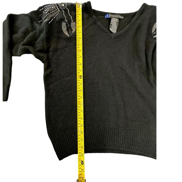 VTG 90's IB Diffusion Women's SZ S Embellished Sweater-Silk Angora Lambs Wool - Picture 15 of 16